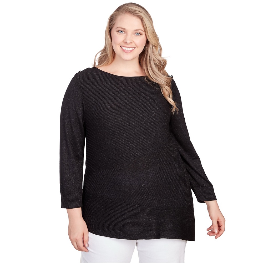 Ruby Rd. 3/4 Sleeve light weight Sweater with Metallic